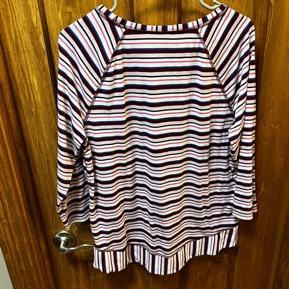 Women’s St John’s Bay Striped Blouse Large - Picture 3 of 4